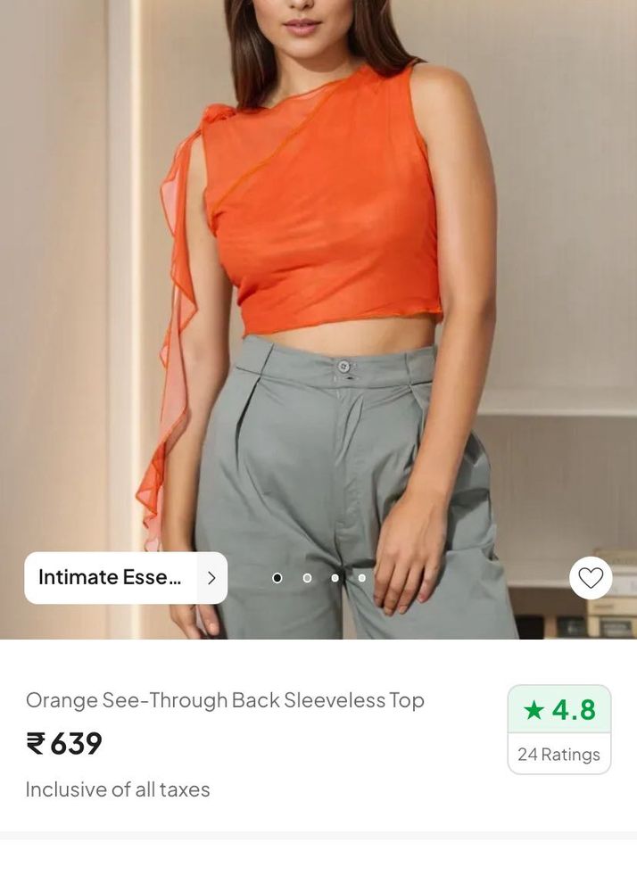 Newme See Through Orange Top