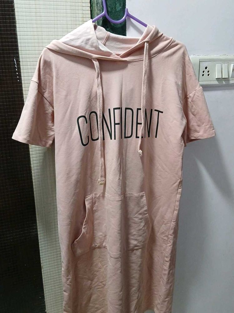 Confident Pink Hoodie Dress