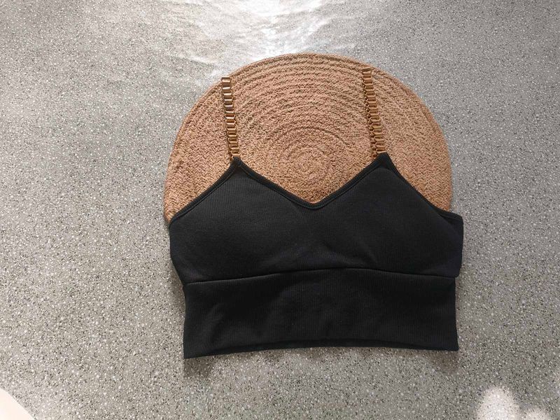 Black Bralette with Chain Straps