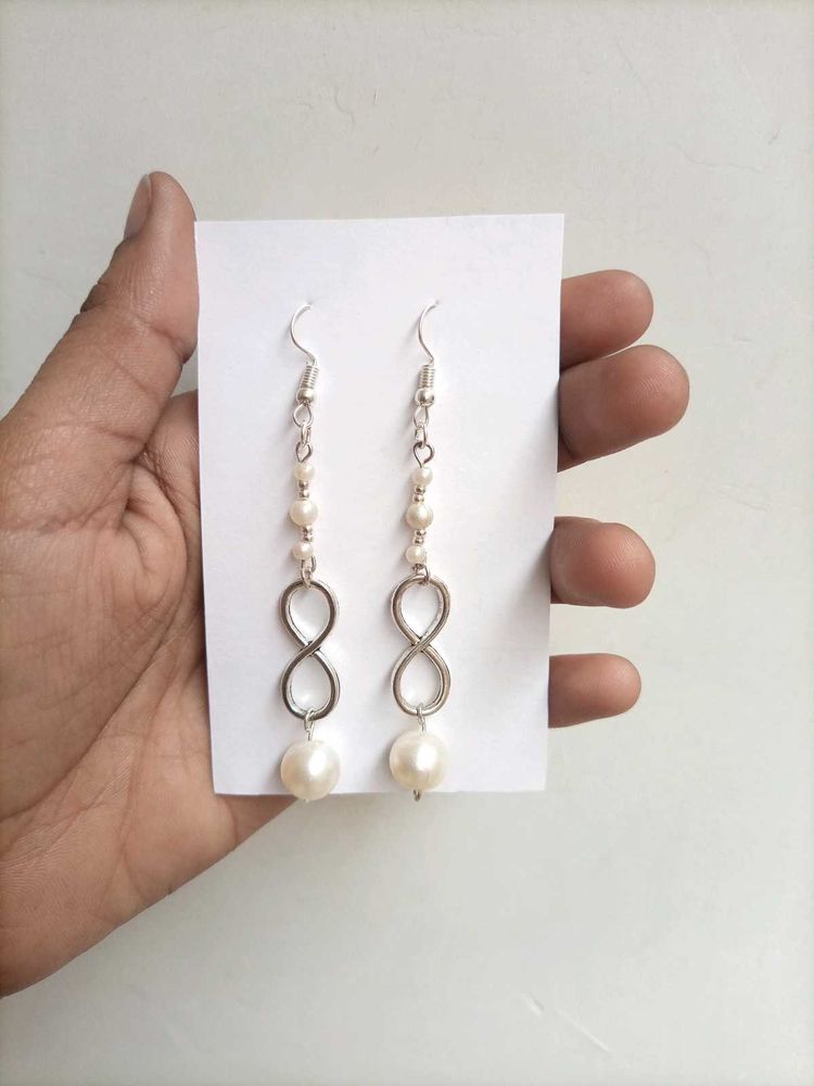 Stylish Pearl Drop Infinity Earrings