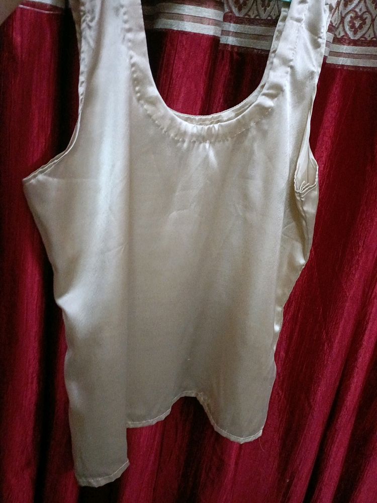 Golden Satin Hand Stitched Top