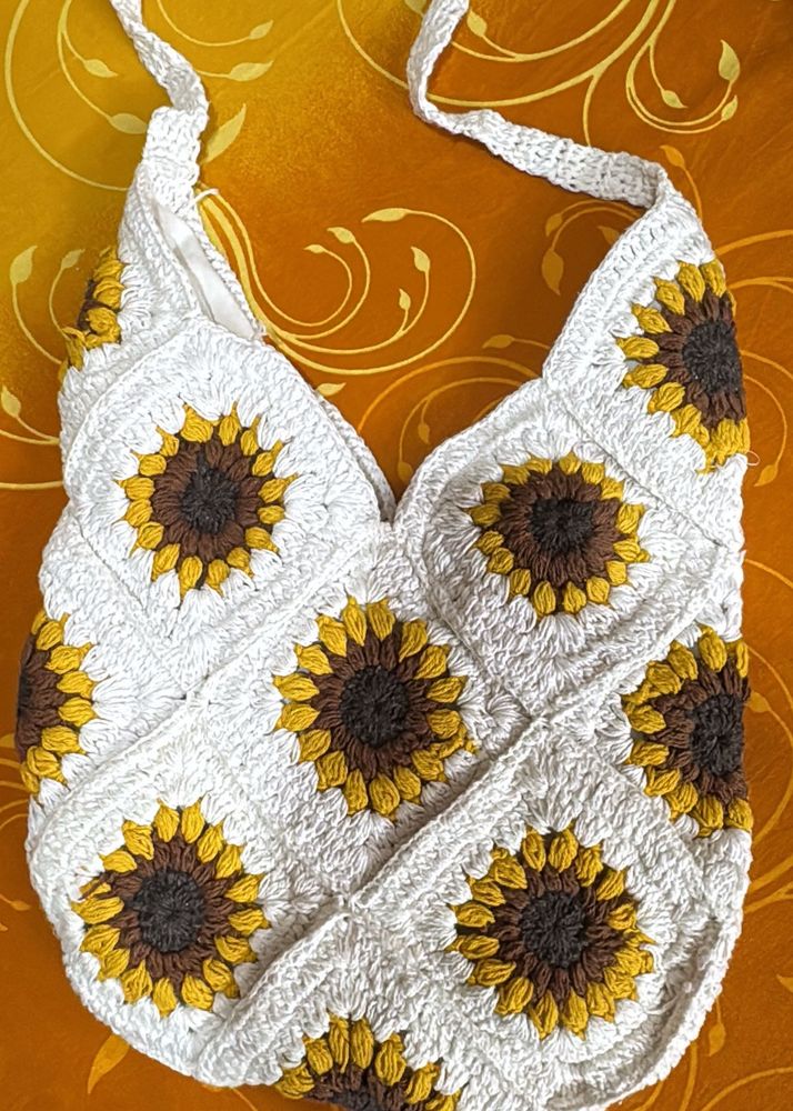 Sunflower Crochet Shoulder Bag
