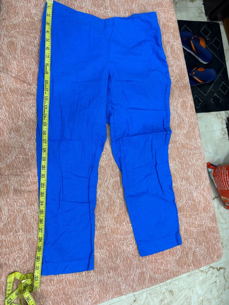 W Linen Blue Ethnic Pant In Size 8