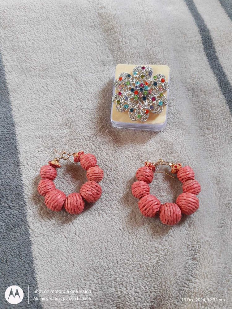 Combo Of Handmade Earings With Ring