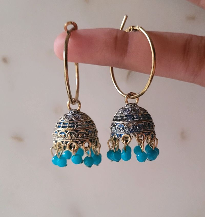 Blue Jhumka Earrings For Weddings