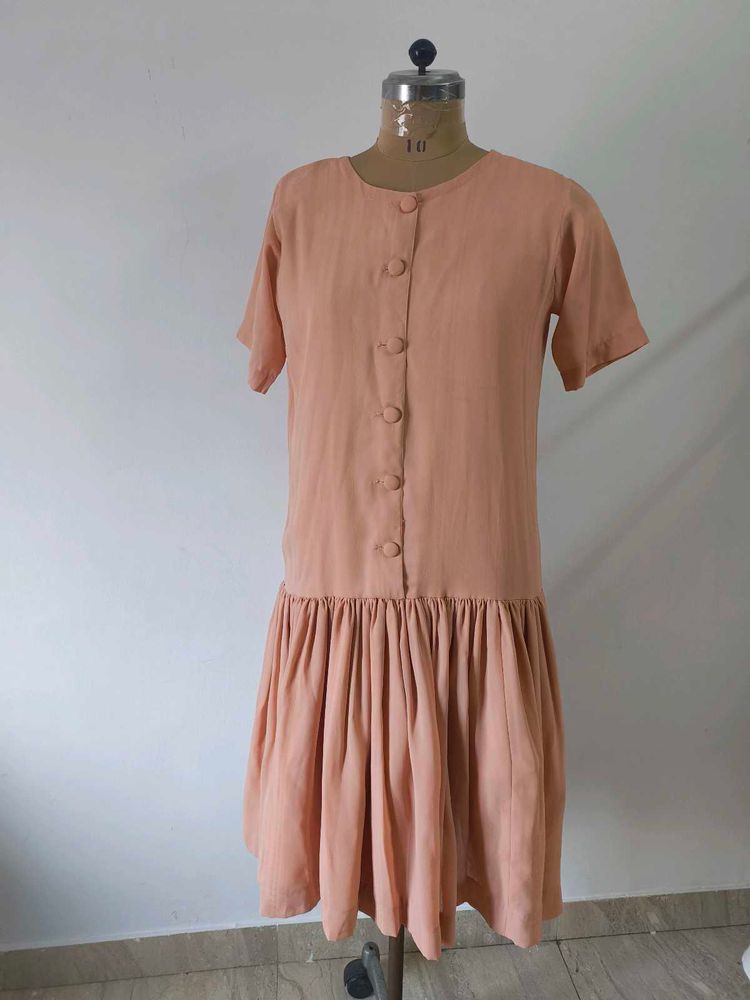 Vintage Salmon Dropped Waist Dress