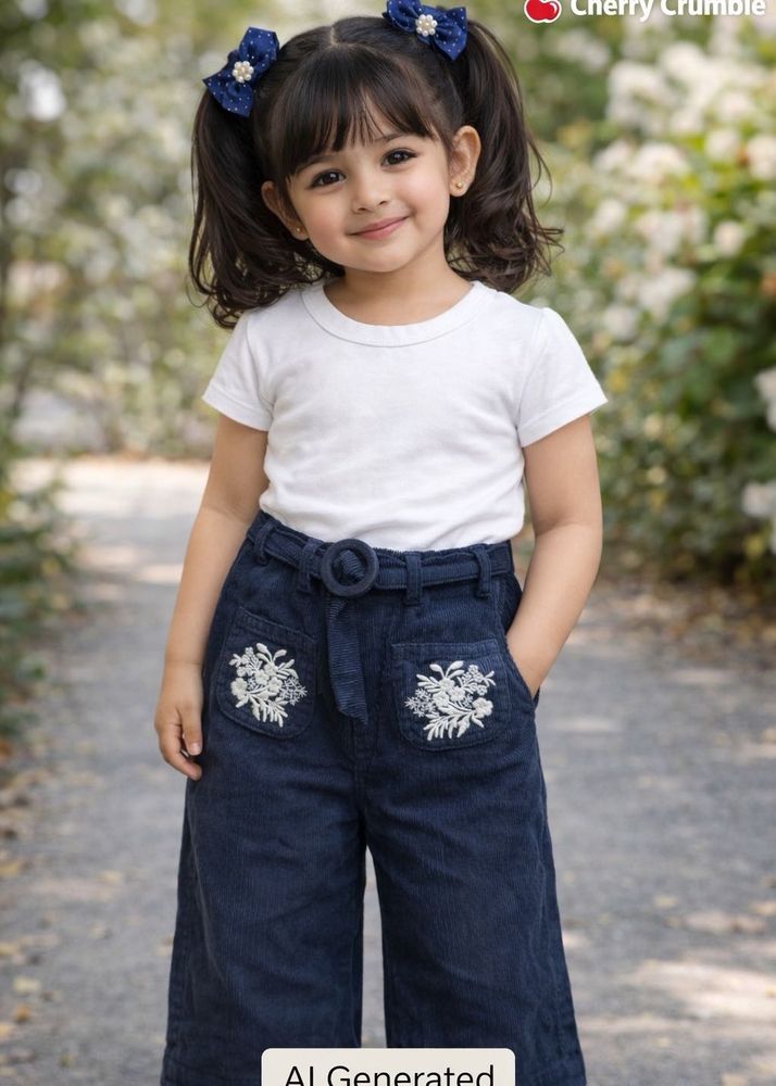 Cute Floral Embroidered Pants