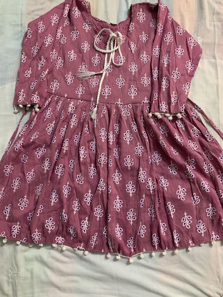 Cute Pink Floral Kurta