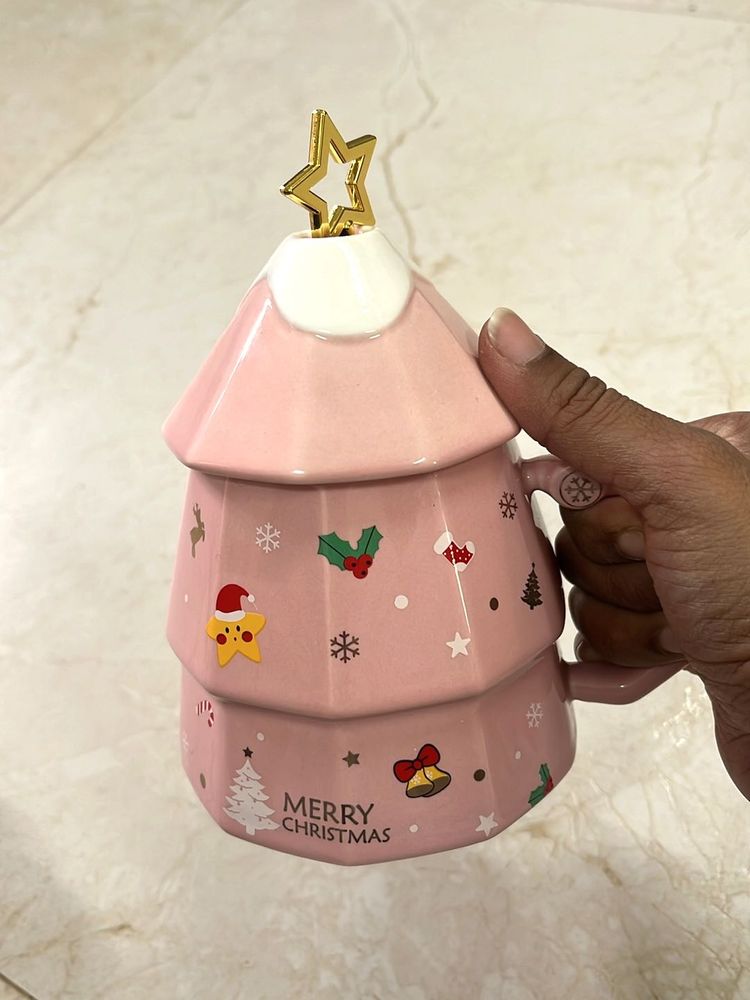 Christmas Tree Ceramic Mug - Pink