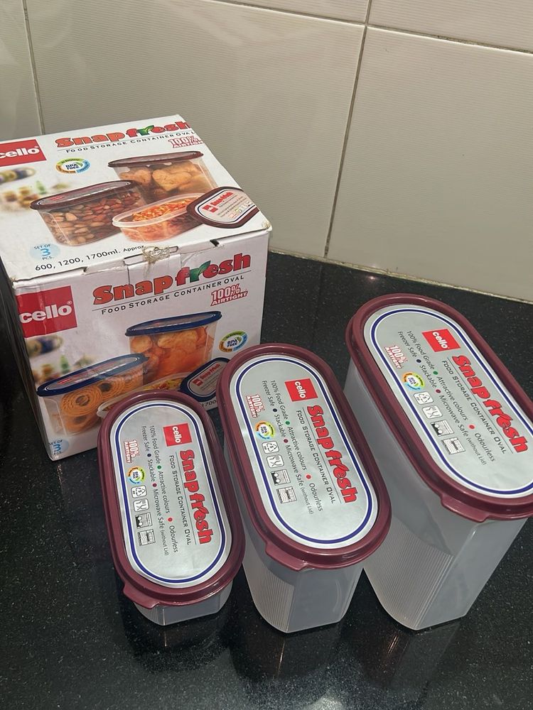 Cello Snapfresh Food Containers (Set of 3)- New