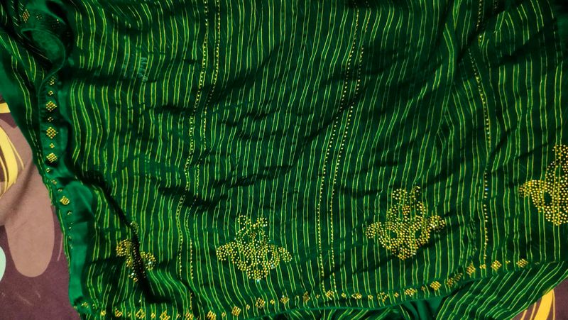 Bottle Green Saree With Blouse