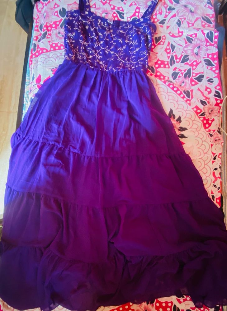 Elegant Purple Tiered Maxi Dress