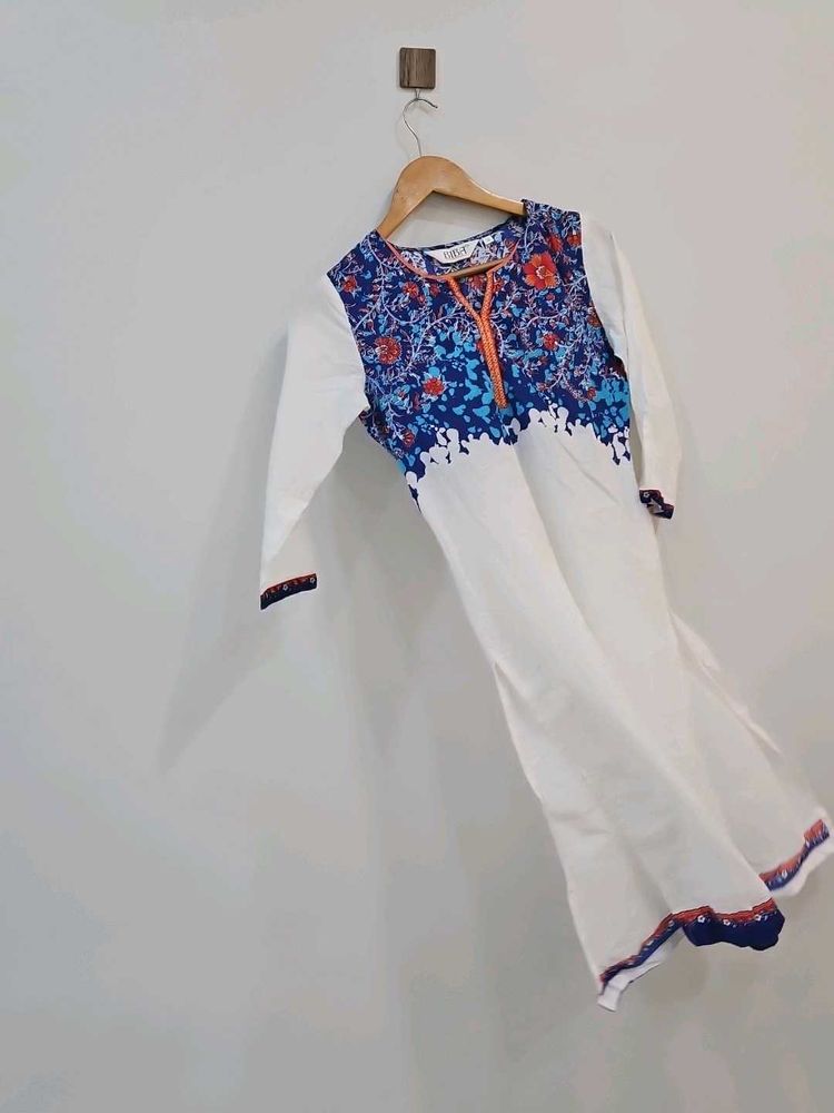 Biba White Floral Kurta