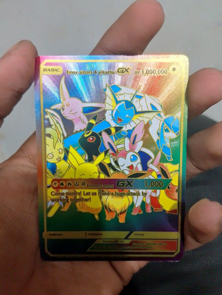 Rare Eevee Sisters &amp; Pikachu GX Pokemon Card