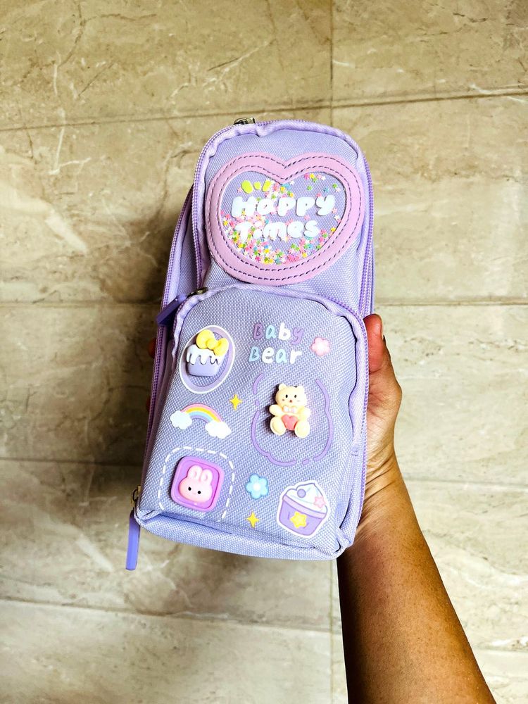 Purple - Double Layered Stationery Pouch