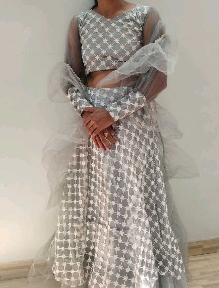 Crop Top Skirt With Dupatta