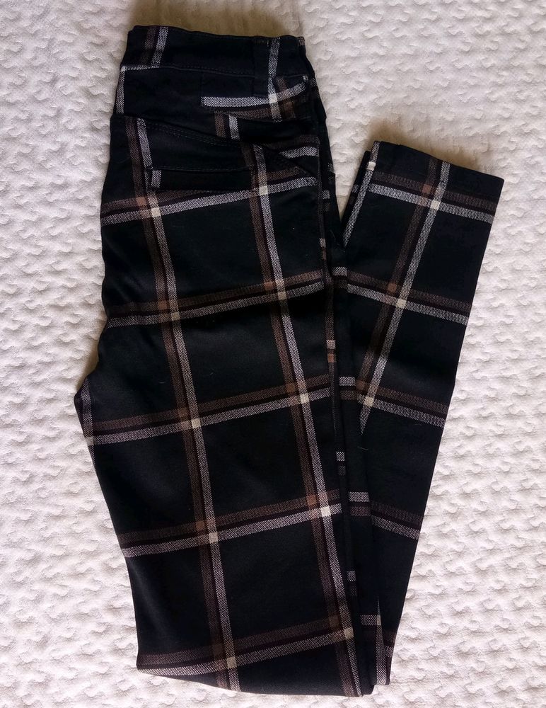Women Plaid Skinny Fit Pant