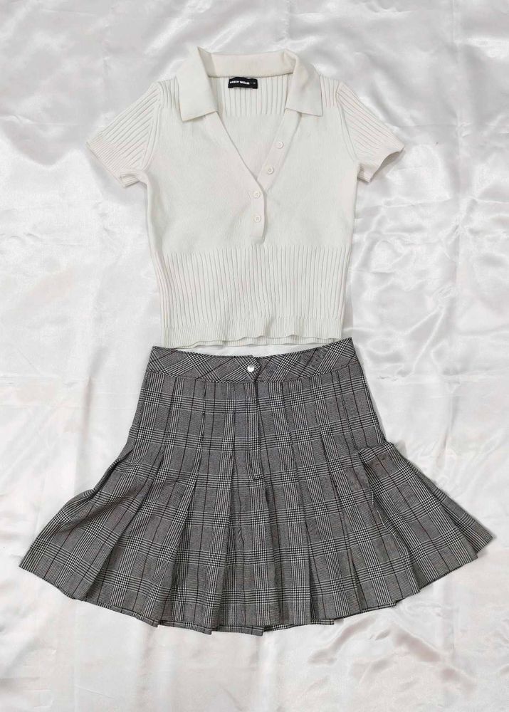 Sweater Top with Pleated Skirt Set