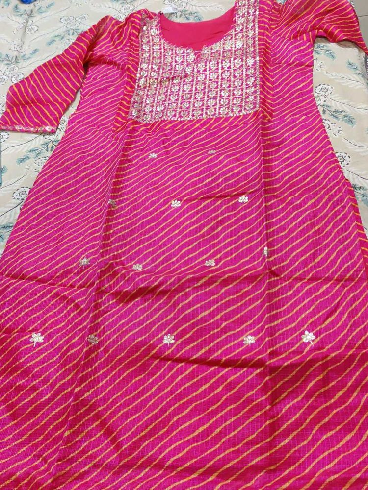 Excellent Festive Deep Rani gota Patti Kurta