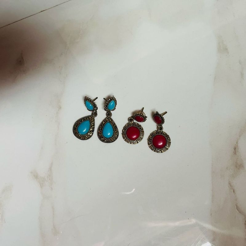2 Vintage Drop Earrings Set