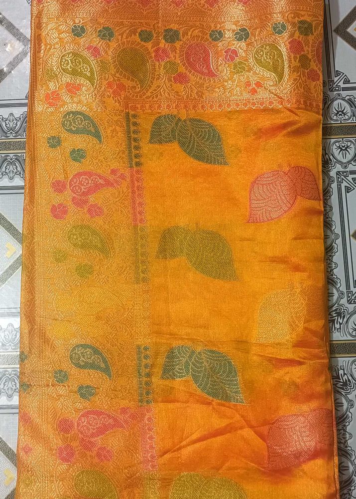Banarasi Saree - Orange with Paisley