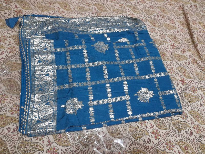 Blue &amp; Silver Sari