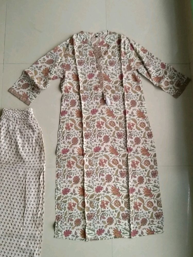 Cream Kurta Set Size-XL