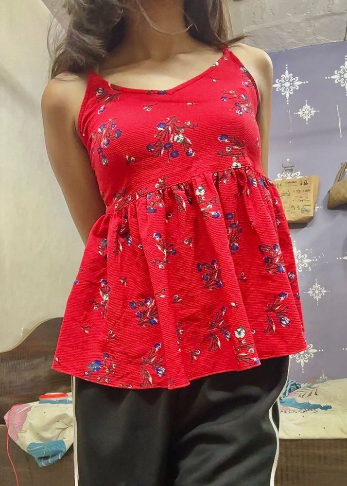 Floral Red Tank Top