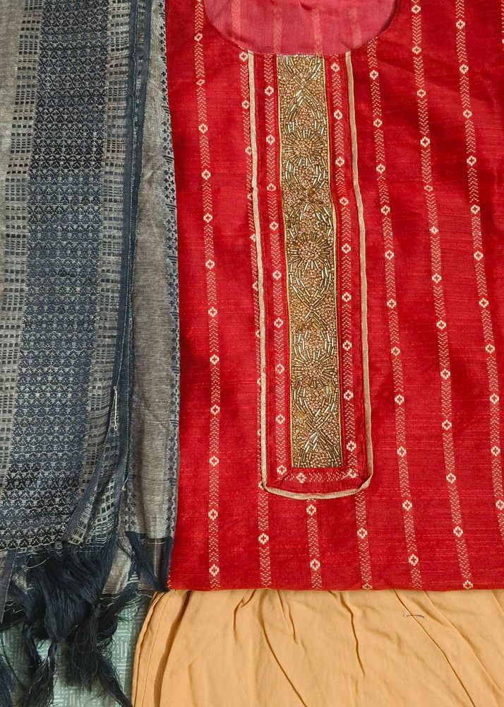 Red Embroidered Kurta Set