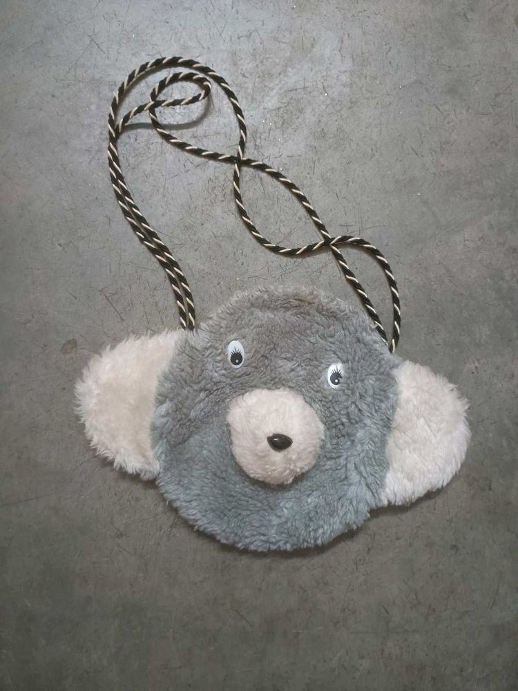 childrens teddy bear fur sling/side bag