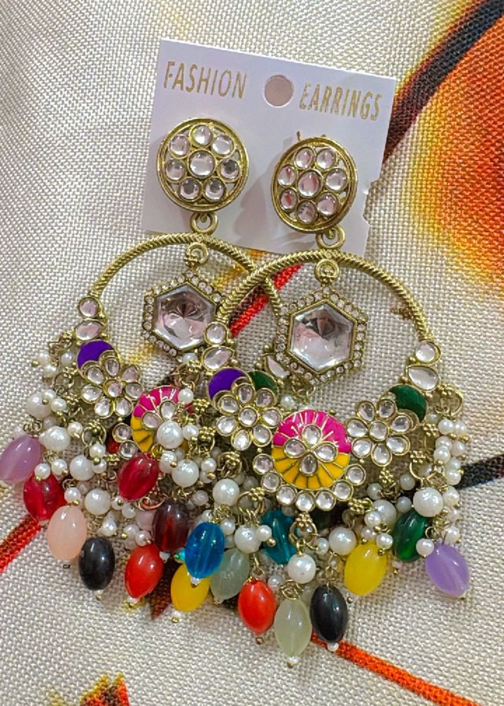 Colorful Beaded Hoop Earrings
