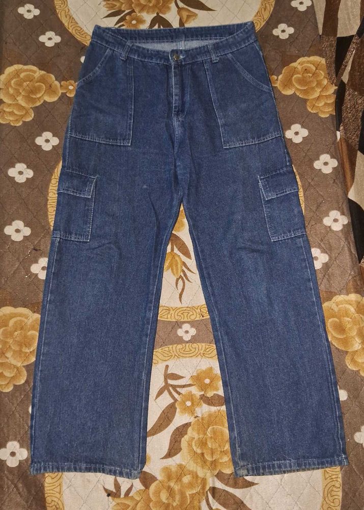 Cargo Navy Blue Jeans For Women