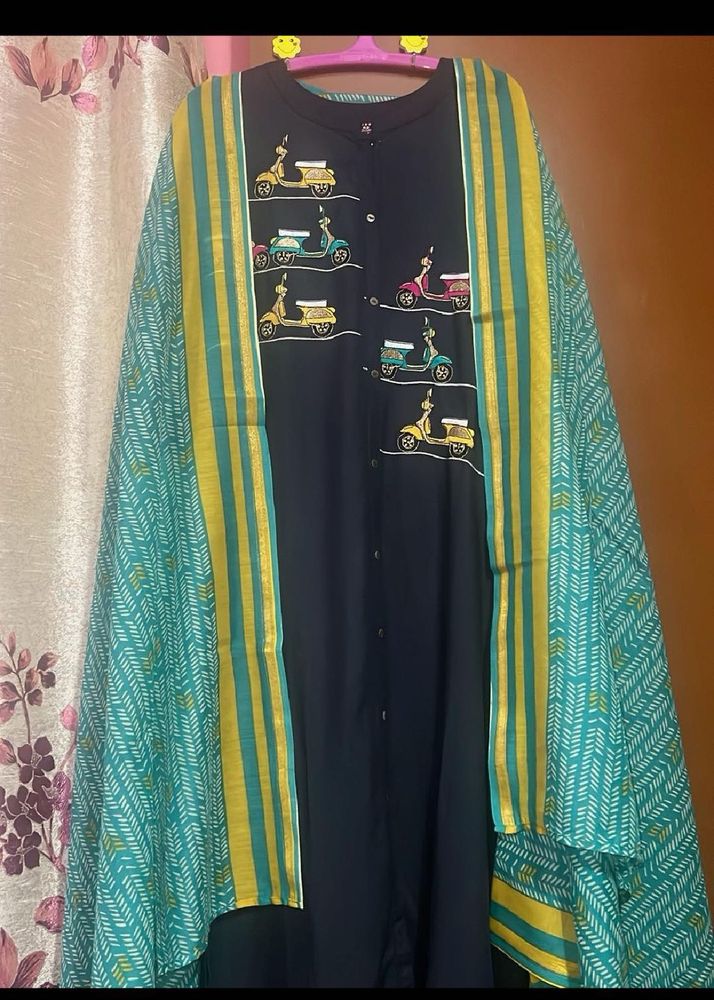 Charcoal Kurta Sets &amp; Printed Dupatta