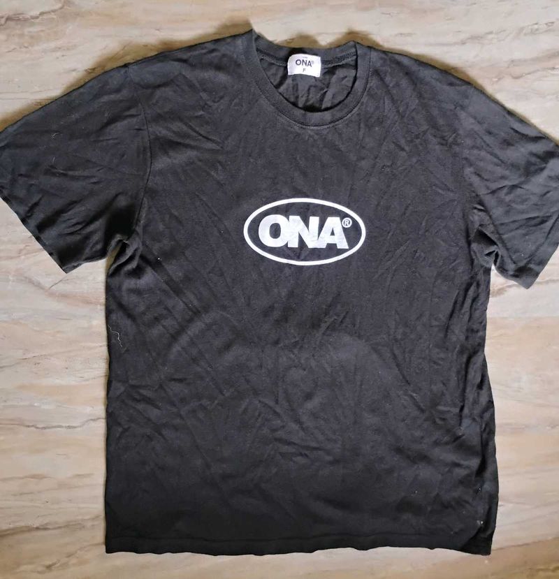ONA Black Graphic Tee - Size Medium
