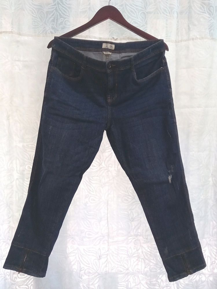 DNMX 36 Dark Blue Jeans With Zip At Ankles