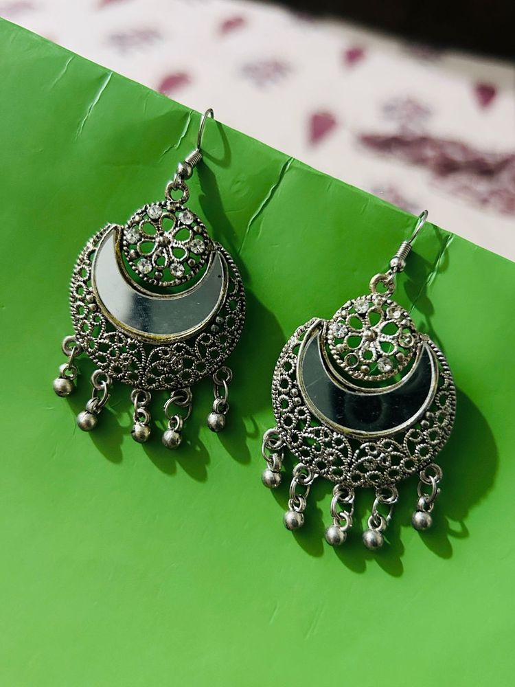 Oxidised Chaand Bali Earrings