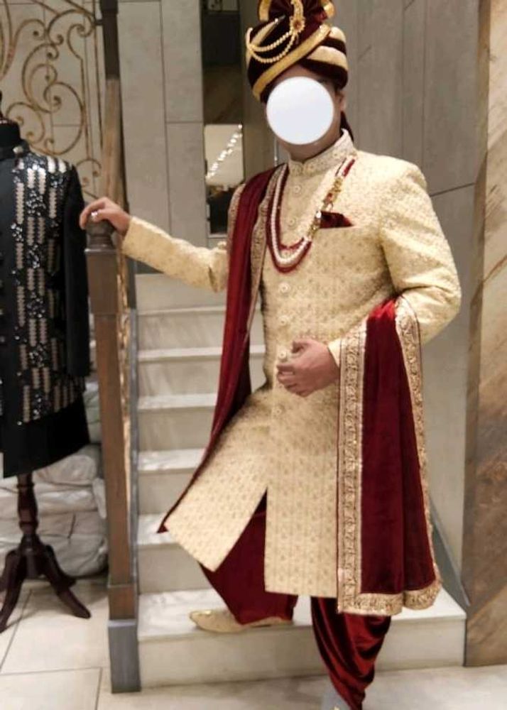 Dulha Sherwani With Peshawari, Showl, Safa &amp; Mala