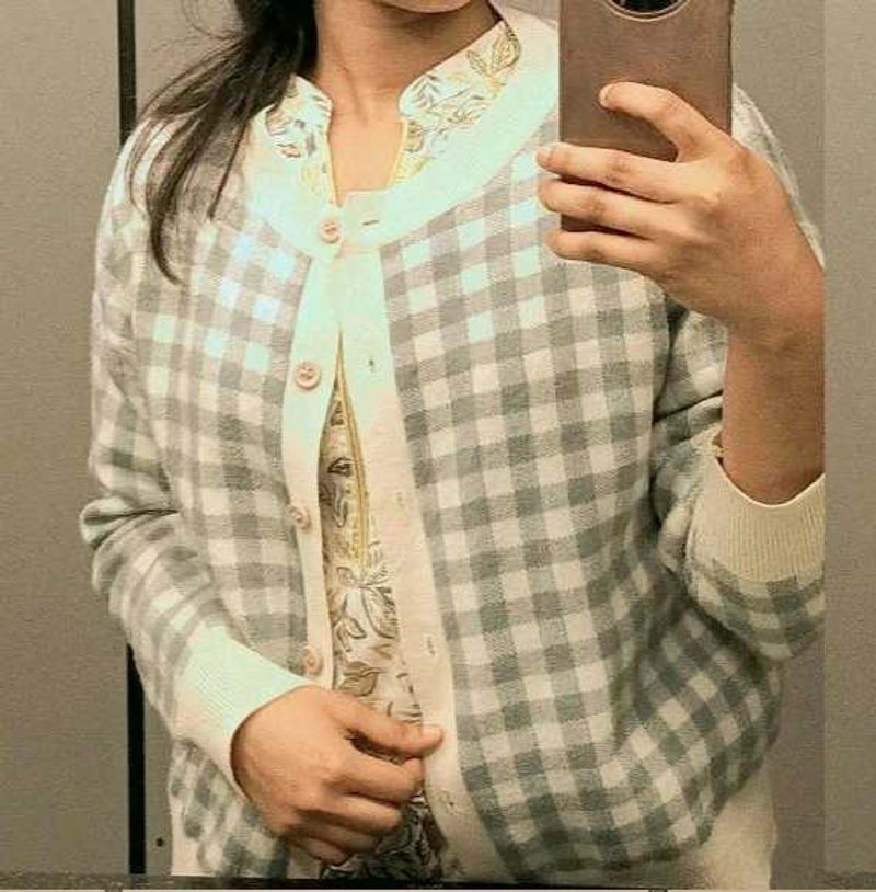 Cozy Gingham Cardigan