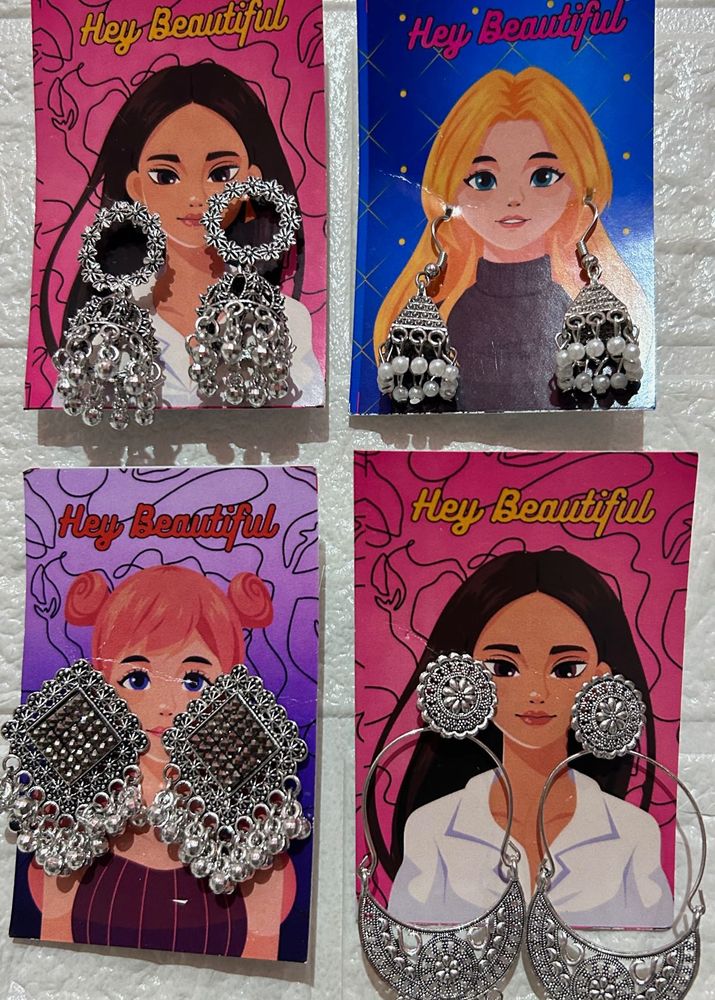 Boho Jhumka Earrings Set ( combo of 4)