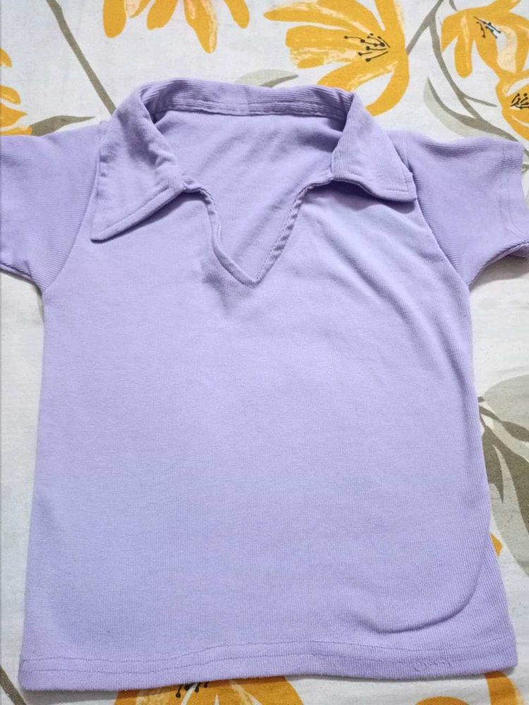 Lavender Collar Top
