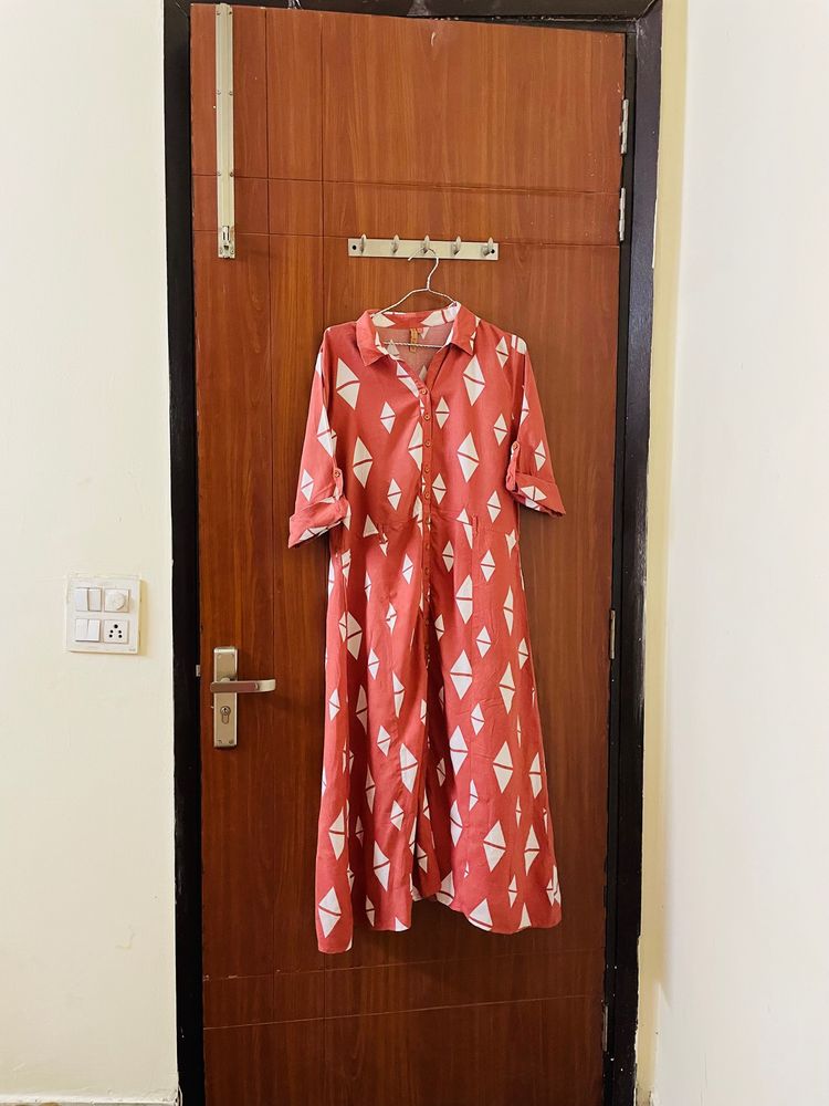 Rust Printed Women Kurta