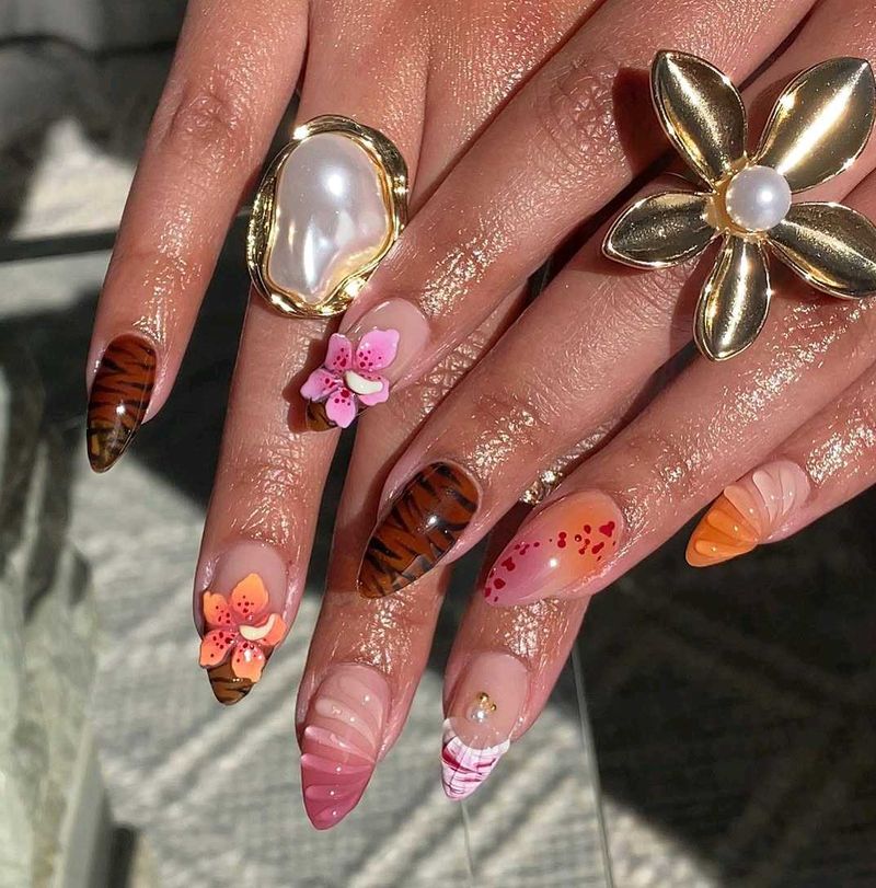 Summer  Orchid Press On Nails