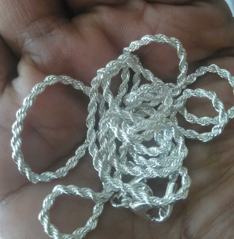 fine 92 5Sterling Silver plated Rope Chain for men