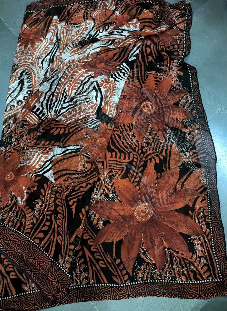 Brown Print Saree 🍂