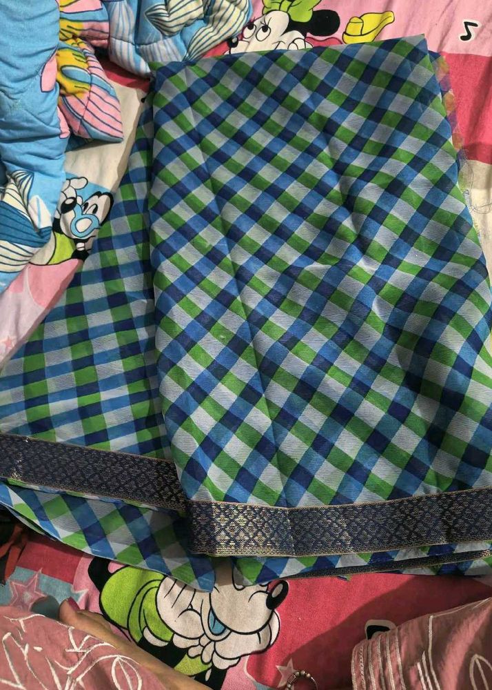 New Blue &amp; Green Checkered Saree