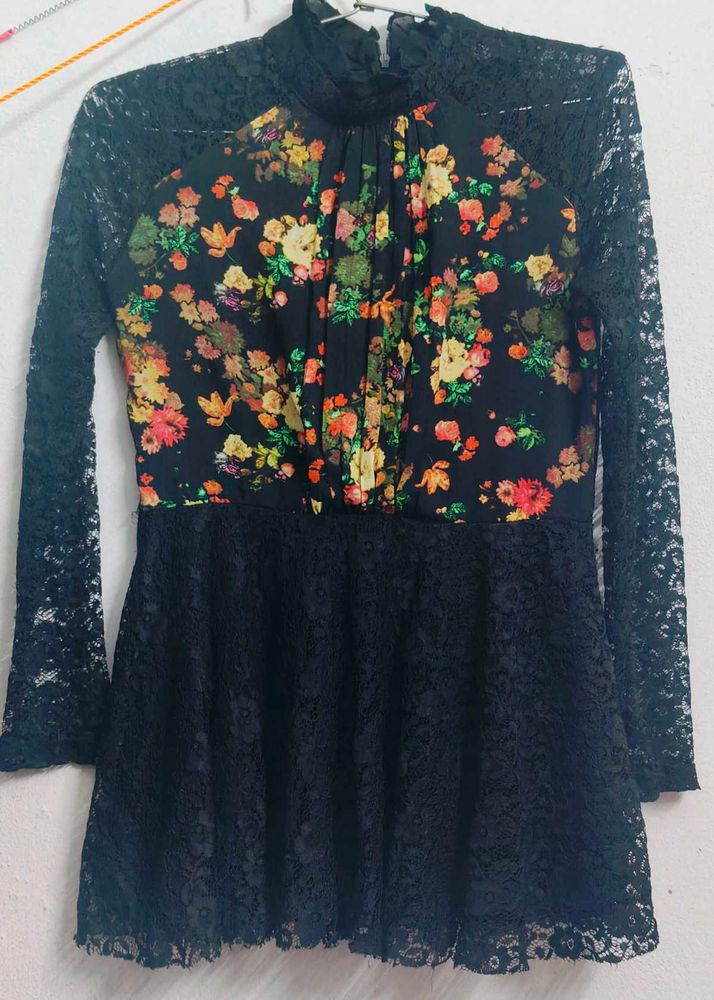 ✨ Elegant Black Floral Lace Dress ✨