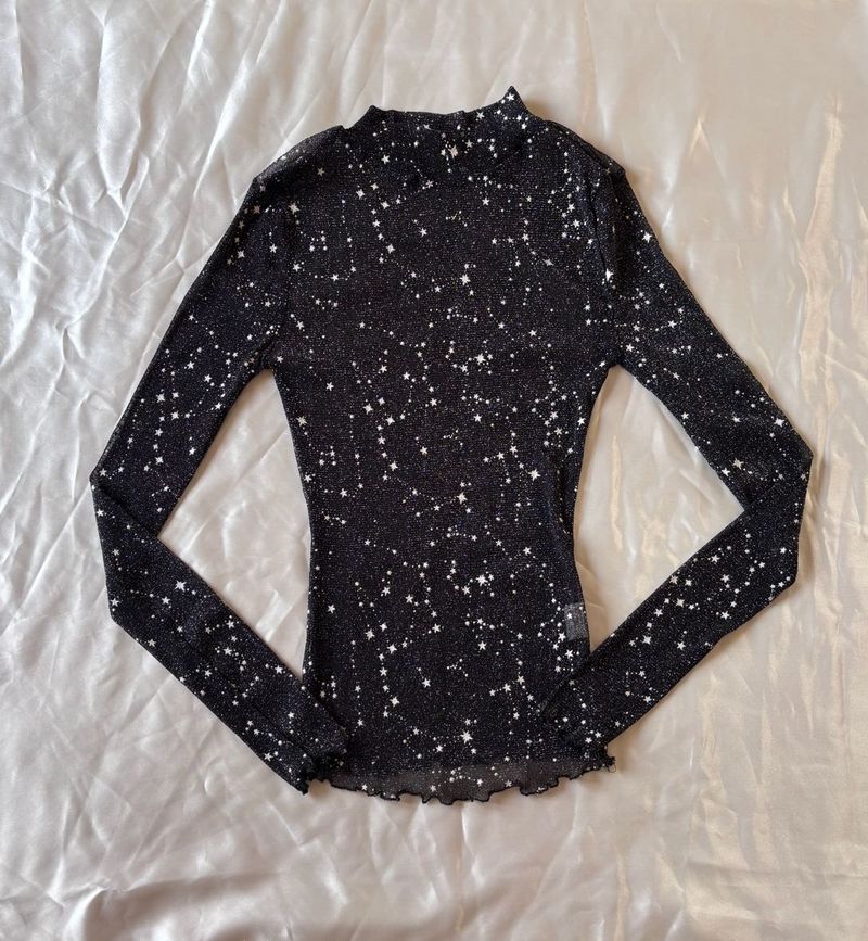 Shein Black Mesh Net Full Sleeves Top