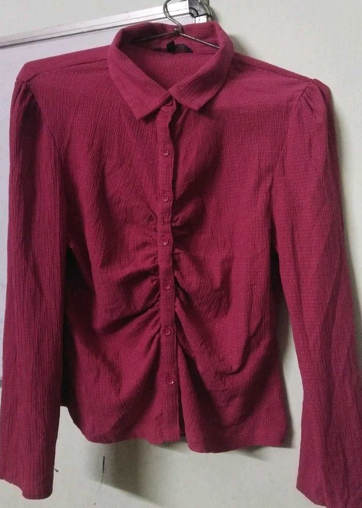 pink Button down tshirt