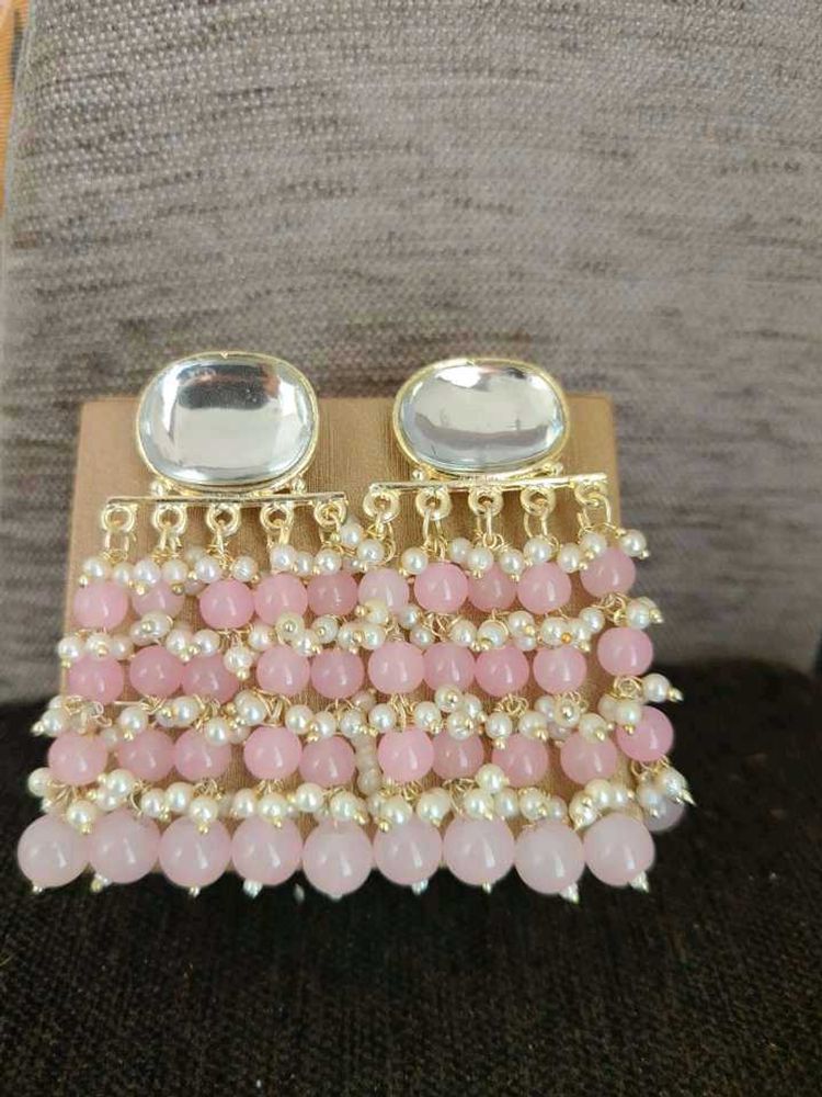 Pink Beaded Earrings