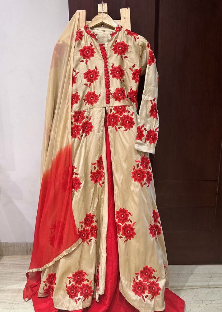 Elegant Red Floral Suit Set